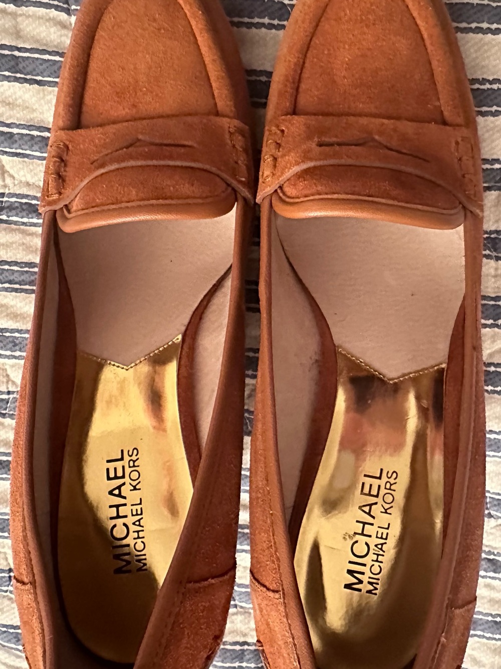 Michael Kors Rory Walnut Suede Loafer Wedges Lug Sole Brown Size 11M Excellent